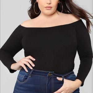 Samantha Off Shoulder Black Top